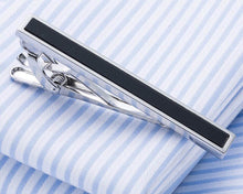 Load image into Gallery viewer, Simple Black &amp; Silver Design Tie Bar