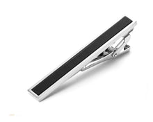 Load image into Gallery viewer, Simple Black &amp; Silver Design Tie Bar